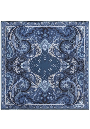 ETRO printed silk pocket square - Blue
