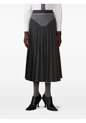 Thom Browne zip-fastening pleated midi skirt - Grey
