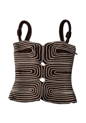 ANDRES OTALORA Marea cutout-detail stripe-pattern top - Brown
