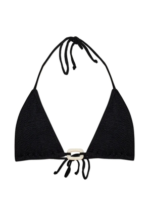 Bond-eye textured ring detail bikini top - Black