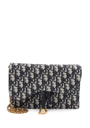 Christian Dior Pre-Owned Saddle Chain Oblique Canvas clutch bag - Blue