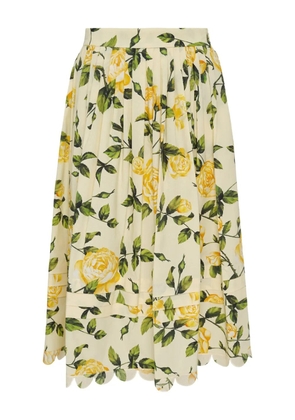 Oscar de la Renta pleated floral-print skirt - Neutrals