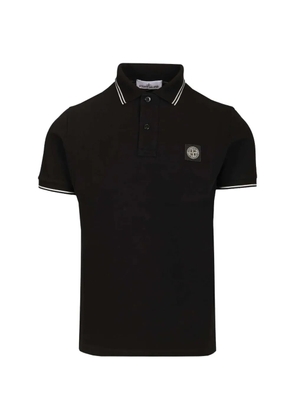 Stone Island logo-patch contrast-trim polo shirt - Black