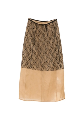 YEAREAST lace-panel midi skirt - Neutrals