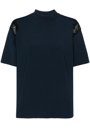 Stella McCartney lace-inserts high-neck T-shirt - Blue