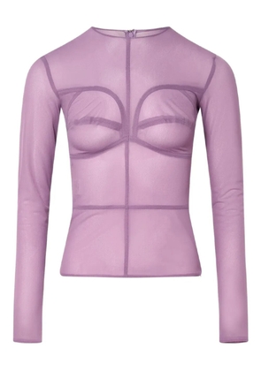 pushBUTTON panelled-design long-sleeves blouse - Purple