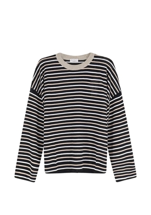 Brunello Cucinelli striped crew neck sweater - Black
