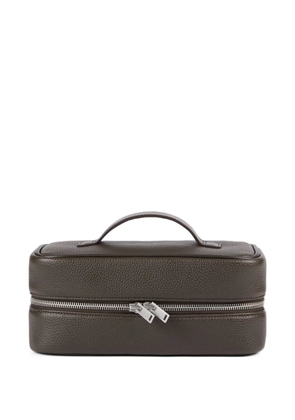 SANDRO zip-fastening grained wash bag - Brown