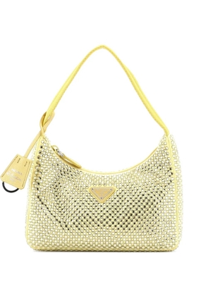 Prada Pre-Owned Re-Edition 2000 Crystal Embellished Satin Mini hobo bag - Yellow