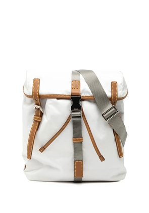 Prada Pre-Owned 2013-2025 Saffiano Trimmed Tessuto Triple Buckle Messenger Bag crossbody bag - White
