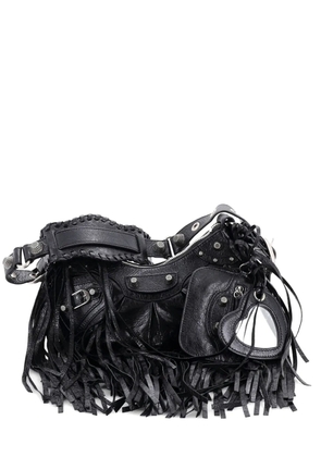 Balenciaga Pre-Owned Le Cagole Giant Studs Fringe Shoulder Bag Leather XS hobo bag - Black