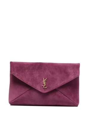 Saint Laurent logo-plaque clutch bag - Purple