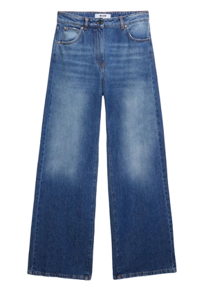 MSGM logo-appliqué wide-leg jeans - Blue