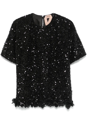 Nº21 sequinned top - Black