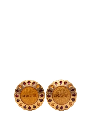 CHANEL Pre-Owned 1999 Gold Plated Logo Flower Clip On Earrings costume earrings