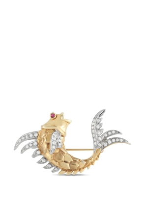LB Exclusive diamond fish brooch - Gold