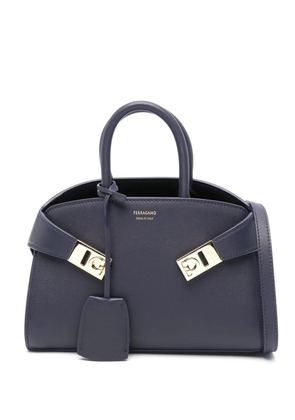 Ferragamo logo-print leather tote bag - Blue