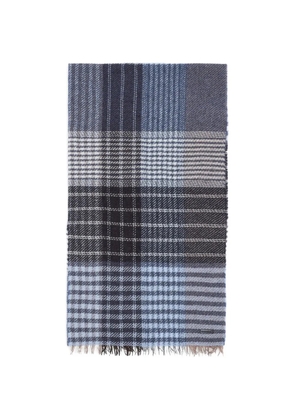 Emporio Armani checked-pattern scarf - Blue