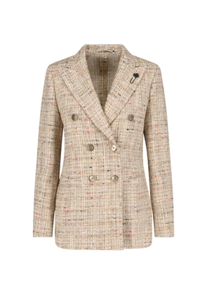 Lardini double-breasted tweed blazer - Neutrals