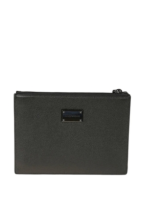 Emporio Armani leather plaque clutch bag - Black