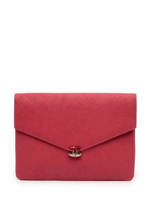 CHANEL Pre-Owned 2018 Paris Cuba Quilted Caviar Thread Around Envelope clutch bag - Red