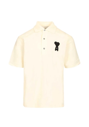 AMI Paris crocheted logo-appliqué polo shirt - Neutrals