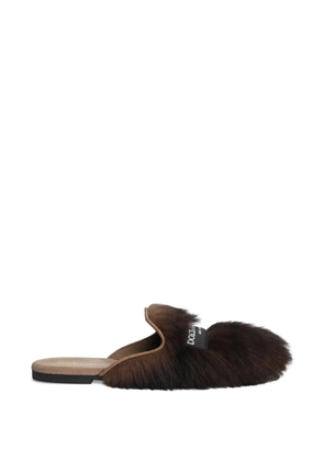 Dolce & Gabbana shearling and suede slippers - Brown