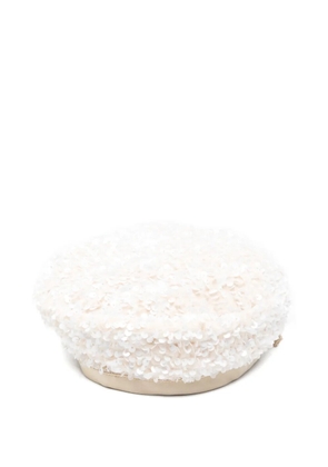 Vivetta bow-detail sequin beret hat - White