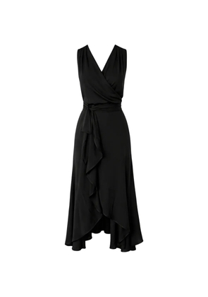 SILK95FIVE Shangri La ruffled V-neck maxi dress - Black