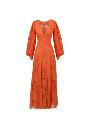 Gemy Maalouf bishop-sleeves draped midi dress - Orange