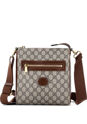 Gucci Pre-Owned Interlocking G Patch Zip Messenger Bag GG Coated Canvas Small crossbody bag - Brown