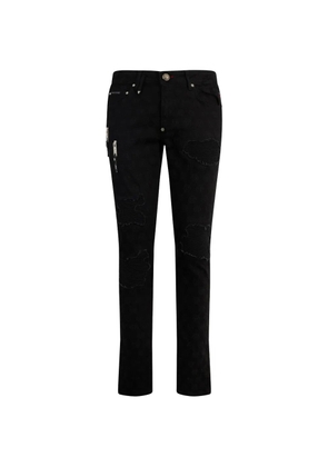 Philipp Plein embroidery distressed jeans - Black