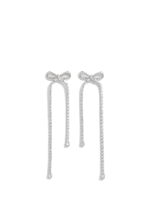 Self-Portrait crystal bow earrings - Silver