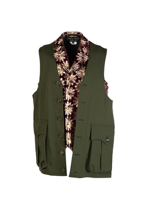 Comme des Garçons Homme Plus floral-trim flap-pocket vest - Green