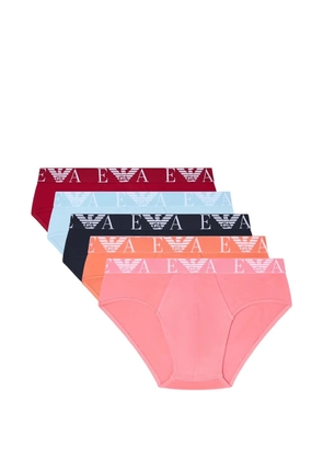 Emporio Armani embroidered elastic briefs set of five - Pink