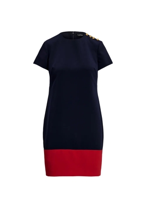 Lauren Ralph Lauren button colour-block mini dress - Blue