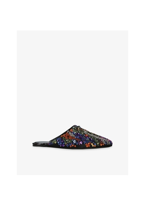 Womens Dries Van Noten Sequin Silk-Blend Mules