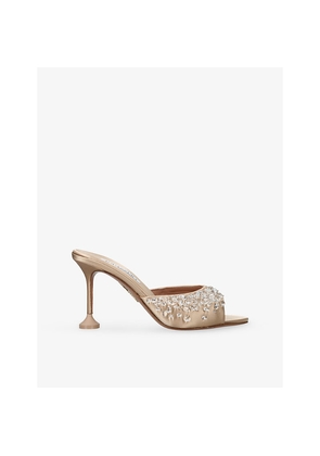 Womens Aquazzura Bisous Crystal 85 Satin Mules