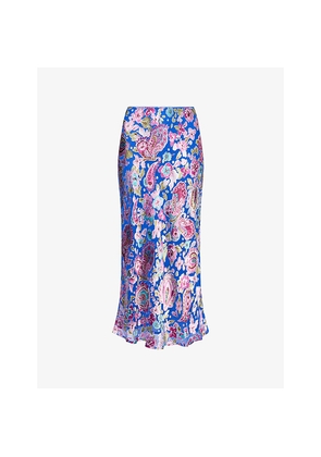 Womens Rixo Ardith Floral Silk-Blend Midi Skirt