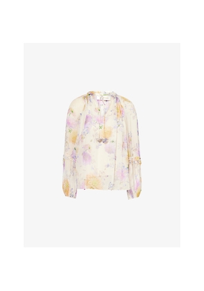 Womens Zimmermann Luna Ruffled Woven Blouse