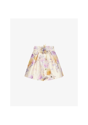 Womens Zimmermann Luna Floral-Print Silk-Blend Shorts