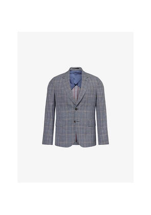 Mens Paul Smith Check Single-Breasted Wool-Silk Blazer