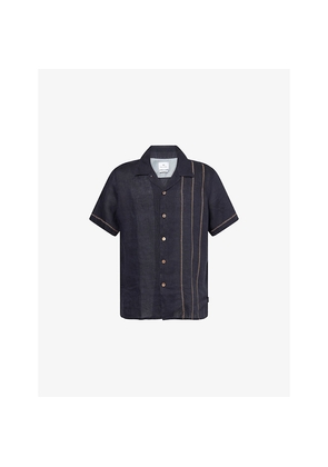 Mens PS by Paul Smith Embroidered Stripe Linen Shirt