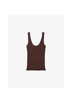 Womens Claudie Pierlot Scoop-Neck Pointelle Knitted Tank Top