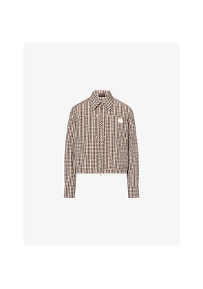 Womens Moncler Brand-Badge Gingham Cotton-Blend Shirt