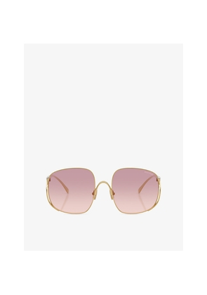 Womens Miu Miu Mu A57S Square-Frame Metal Sunglasses