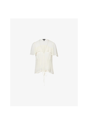 Womens Paige Willa Flutter-Sleeve Woven Blouse