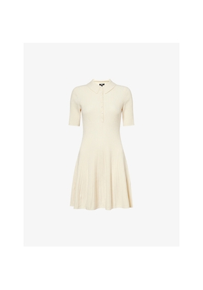 Womens Paige Olie Collared Rib-Knit Mini Dress