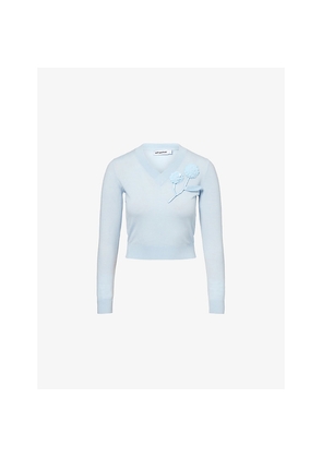 Womens Self Portrait Rose Embellished Wool-Blend Jumper