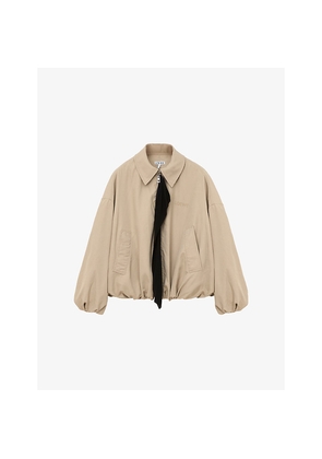 Womens Loewe Contrast-Panel Balloon-Hem Woven Jacket
